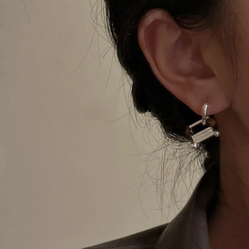 100% 925 Sterling Silver Small niche design, original design earrings Korean fashion simple and personalized ear accessories