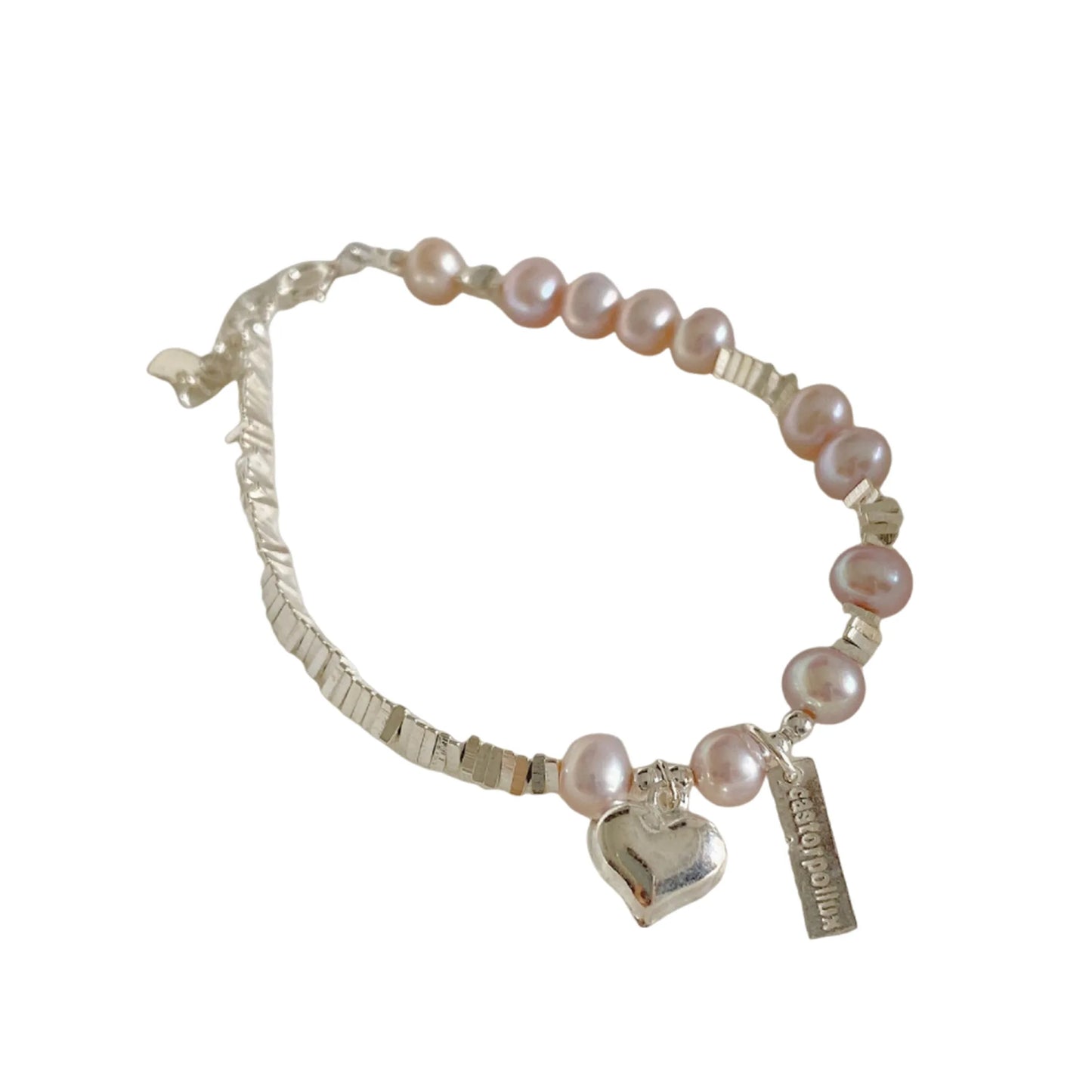 925 Sterling Silver Korean version of Heartbroken Girl Silver Pearl Bracelet Love Hand Jewelry