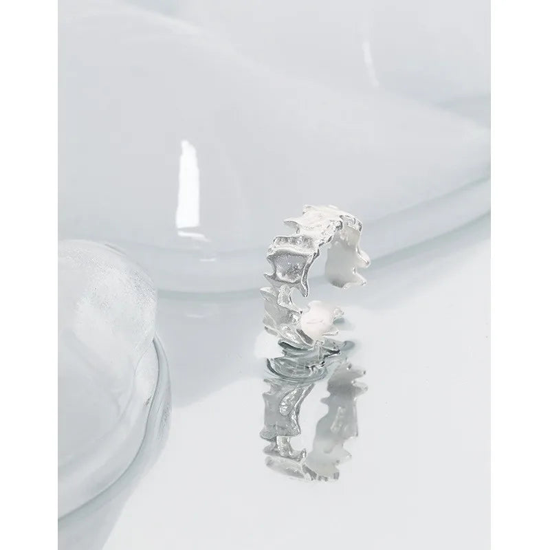 Versatile irregular texture S925 sterling silver open-end ring