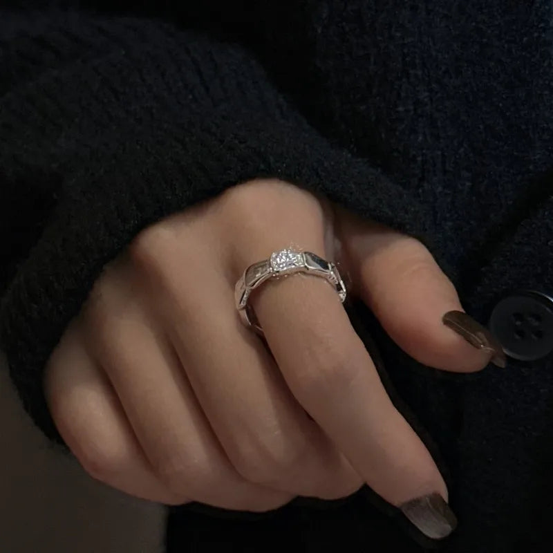 S925 Sterling Silver Design Texture Scale Ring Korean Fashion Texture Simple Ring Wholesale