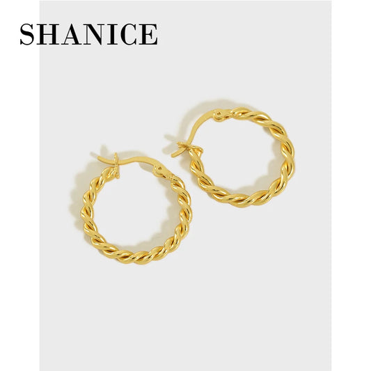 SHANICE Unique Cool Punk 100% 925 Sterling Silver Retro Mobius Twist Circle Luxury Engagement Hoop Earrings for Women Jewelry