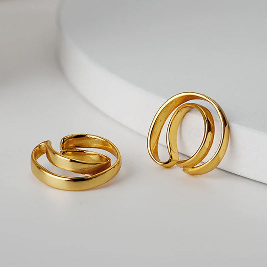 Simple 925 Sterling Silver Ear Clip Double Layer Geometric Ear Clip without Pierced Handmade Cartilage Fine Jewelry