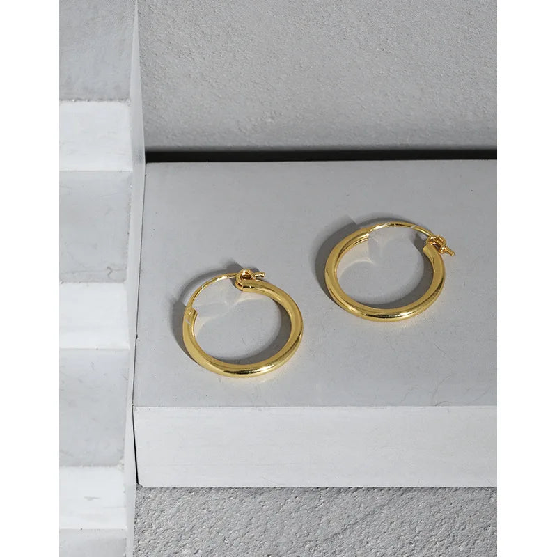 SHANICE100% 925 Sterling Silver Punk Mini Small Round Circle Hoop Earrings for Women Men  Glossy Huggie Earrings Male Ear Bone