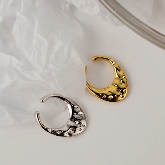 Simple Real 925 Sterling Silver Concave-Convex Earrings No-Pierced Ear Catilage Prevent Allergy Jewelry