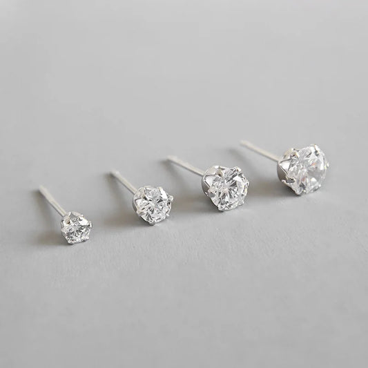Tiny Round Cubic Zirconia 925 Sterling Silver Wedding Studs Earrings for Women Fashion Mens Small CZ Earings Christmas Jewelry