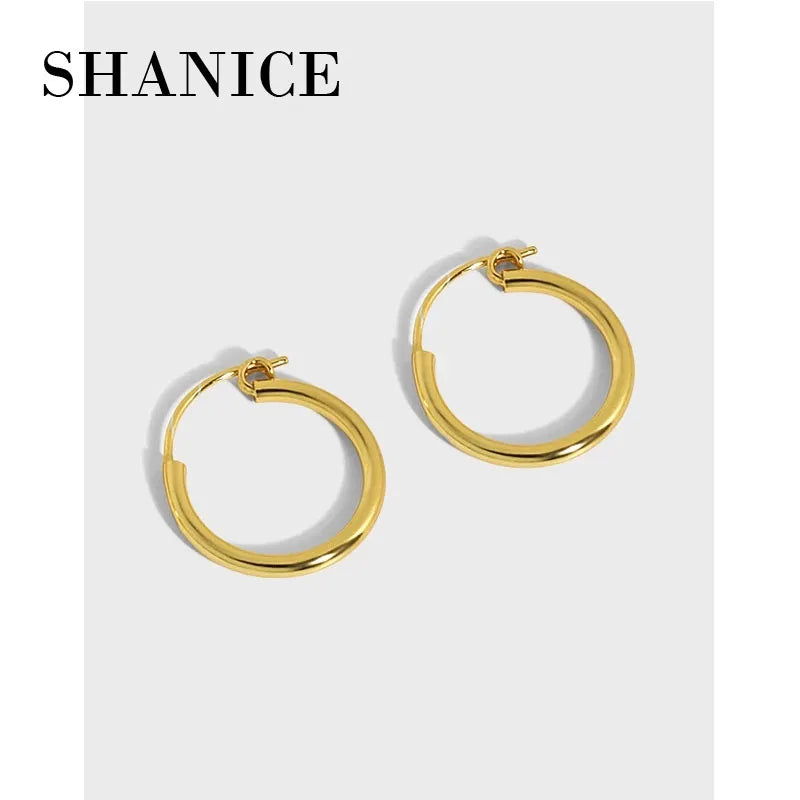 SHANICE100% 925 Sterling Silver Punk Mini Small Round Circle Hoop Earrings for Women Men  Glossy Huggie Earrings Male Ear Bone