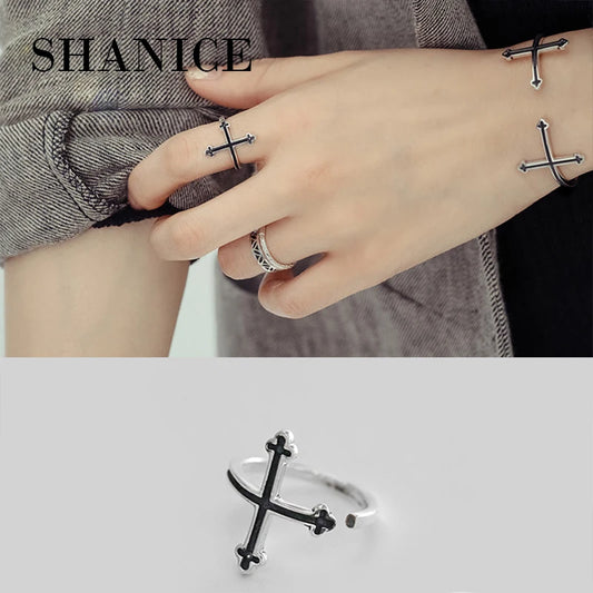 SHANICE Trendy Silver 925 Jewelry 100% Real 925 Sterling Silver Rings for Women Cross CZ Finger Ring Bague Femme