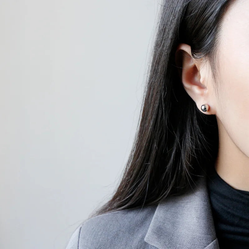 100% 925 Sterling Silver Small Bead Ball Stud Earrings For Women Piercing Earring Pierced Ear Bone Earrings Brincos De Plata