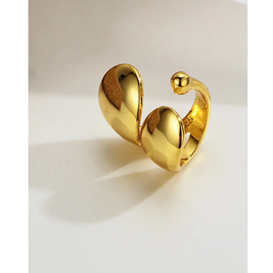 100% 925 Sterling Silver Glossy Double-Layer Ear Cuff Clip Wide Ear Bone Buckle without Piercing Fine Jewelry