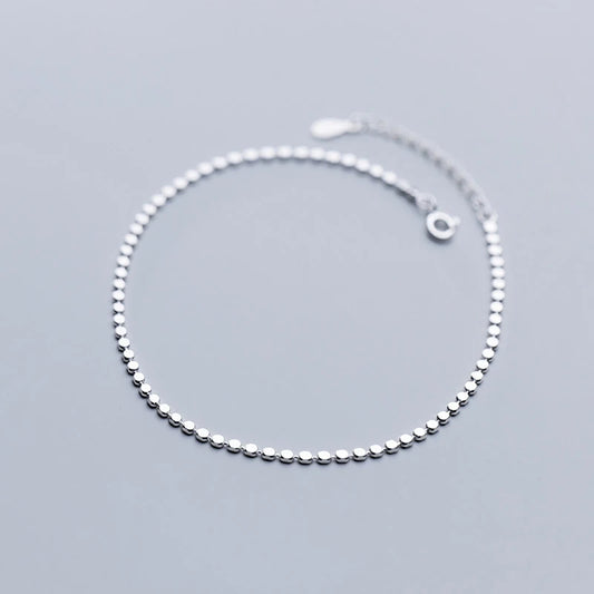simple 2mm Authentic REAL. 925 Sterling Silver Jewelry Round Coin chain /anklet Bracelet