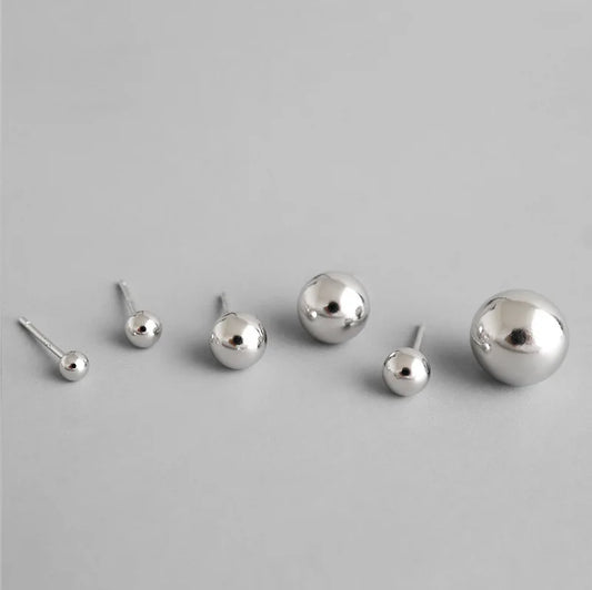 100% 925 Sterling Silver Small Bead Ball Stud Earrings For Women Piercing Earring Pierced Ear Bone Earrings Brincos De Plata