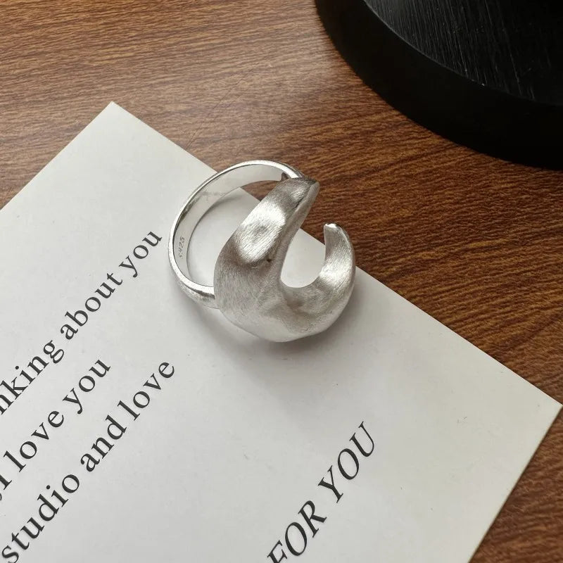  S925 Sterling Silver Water Drop Design Open Couple Rings Chunky Teardrop Adjustable Rings for Women Men Jewelry Accessories Gif