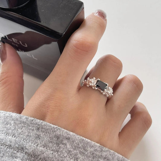 Small and Simple Bubble Zircon S925 Sterling Silver Ring for Women's Irregular and Simple Ring