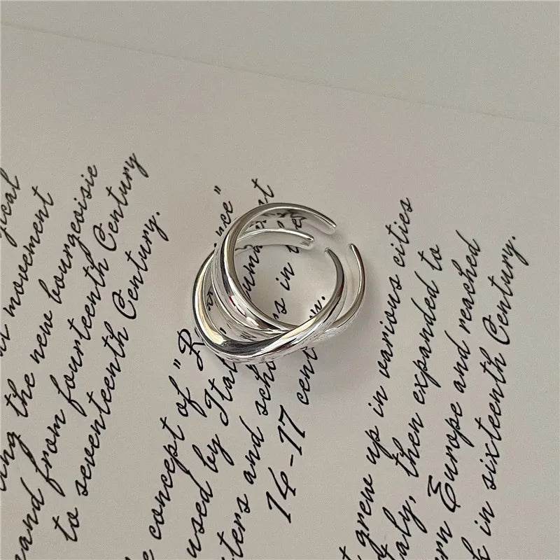  S925 Sterling Silver Water Drop Design Ope Rings Chunky Teardrop Adjustable Rings for Women Jewelry Accessories Gifts