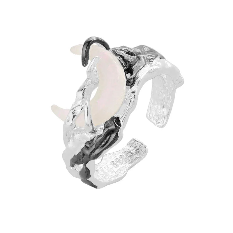  S925 Sterling Silver Sun Moon Star Pure Silver Ring Plated with Color Separation, Cold and Premium