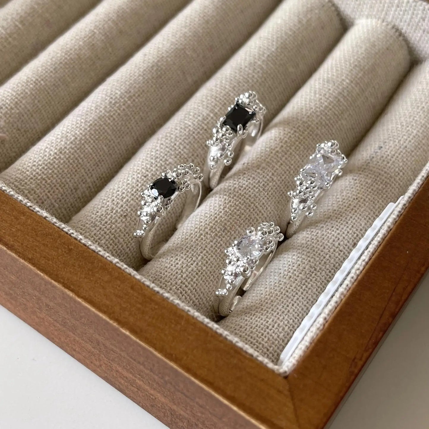 Small and Simple Bubble Zircon S925 Sterling Silver Ring for Women's Irregular and Simple Ring