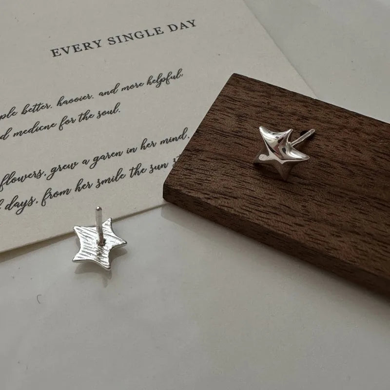 100% 925 Sterling Silver Star earrings Korean style fashion retro style simple ear accessories wholesale