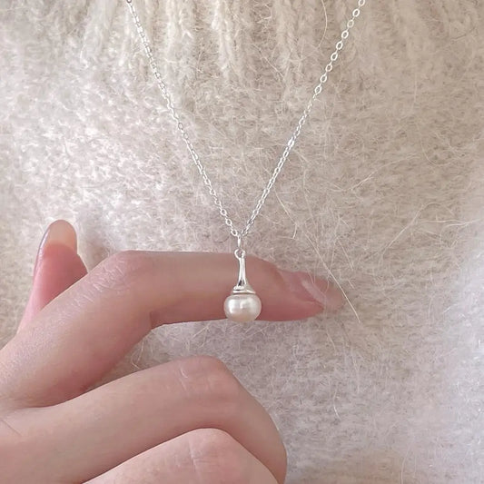 SHANICE Trendy Fashion 925 Silver Pearl Simple Elegant Thin Chain Pendant Necklace for Women Girl Jewelry Dropship Wholesale
