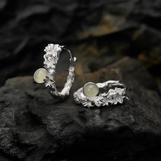 1 PCS S925 sterling silver New Chinese style niche designer flower earrings with female Chinese style irregular