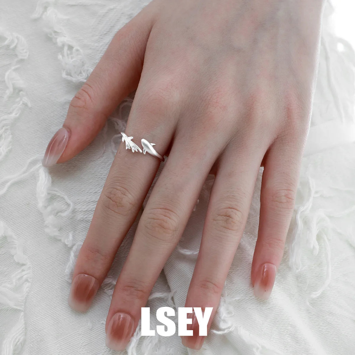 Simple INS 925 sterling silverPisces Chasing the Wave Lover Ring Sterling Silver Original Simple Pair Ring Valentine's Day Gift