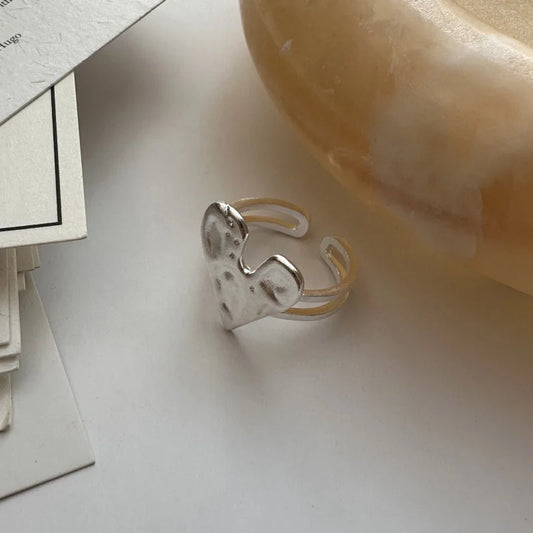 925 Sterling Silver Rings For Women Simple Minimalist Retro Heart Open Finger Ring Fashion Band Female Bijoux Gift