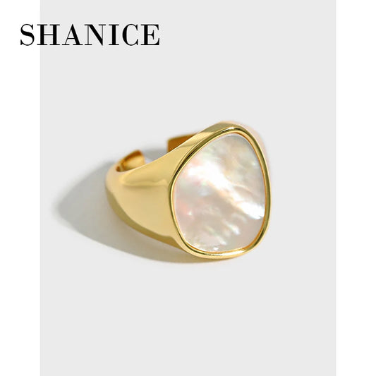 SHANICE S925 Sterling Silver  Shell Geometric Open Rings for Women Men Minimalist Irregular Finger Rings Jewelry Accessories