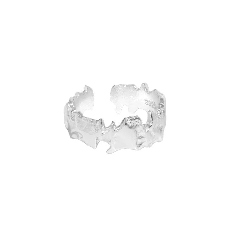 Versatile irregular texture S925 sterling silver open-end ring