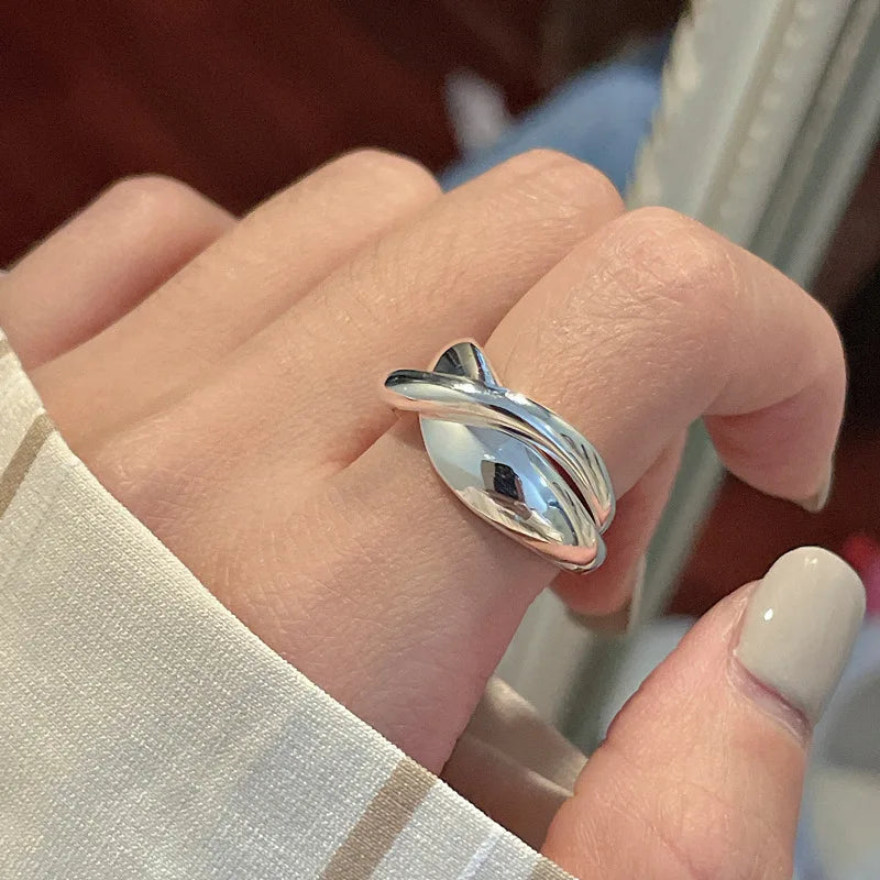  S925 Sterling Silver Water Drop Design Ope Rings Chunky Teardrop Adjustable Rings for Women Jewelry Accessories Gifts