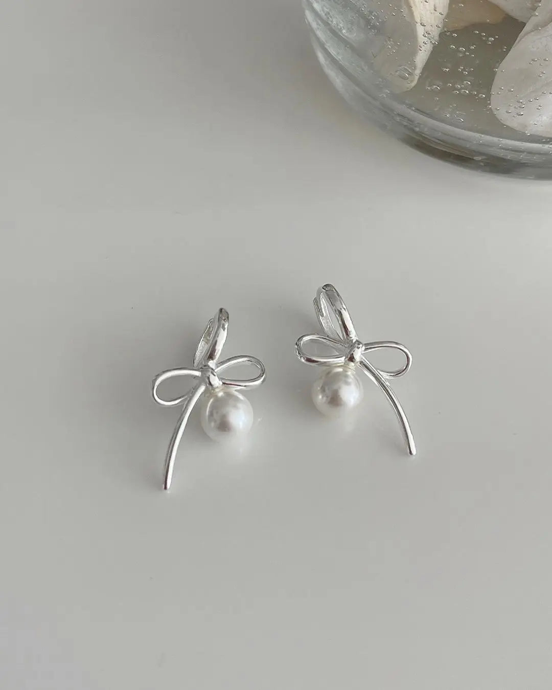 100% 925 Sterling Silver Pearl Stud Earrings for Women Korean Black Agate Butterfly Knot Bowknot Rose Statement Wedding Jewelry