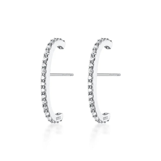 100% Authentic S925 Sterling silver CZ ear bone ear wire Climber Cuff Piercing Earrings arch bar earrings Party Gift