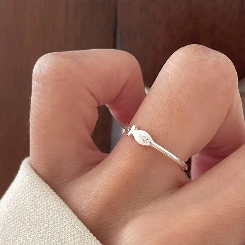 SHANICE Sweet 100% S925 Sterling Silver Open Fish Rings For Women Personalized Girl Sterling-silver-jewelry