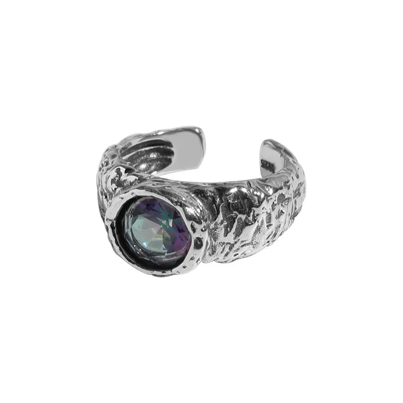 100% Authentic 925 sterling silver Simple retro temperament, versatile, and micro inlaid with zircon stones open ring