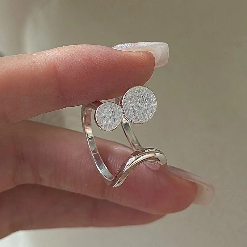  S925 Sterling Silver Vintage brushed simple ring, Korean style double-layer fashionable ring wholesale