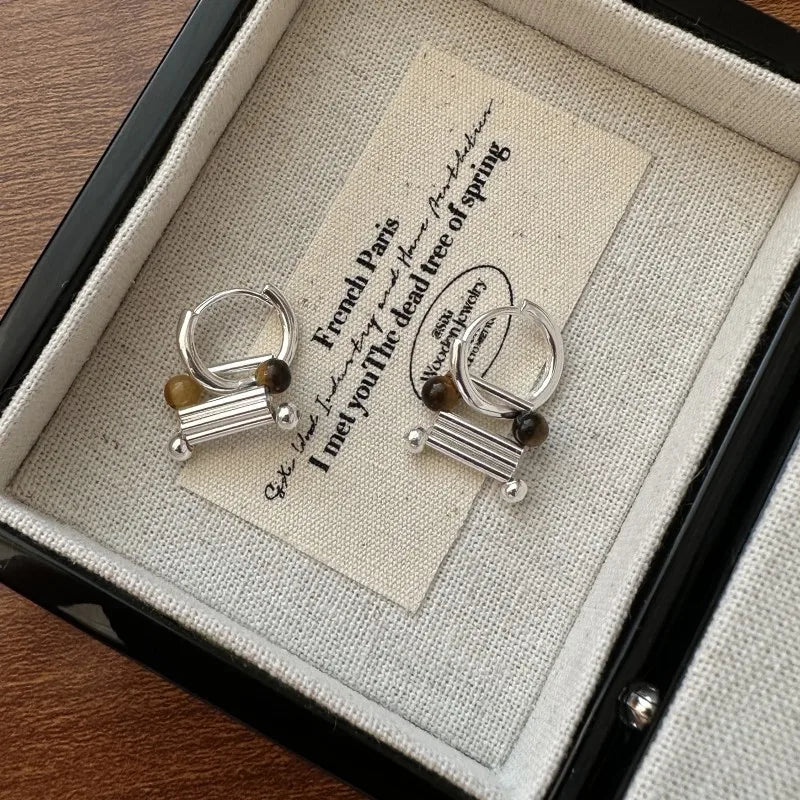 100% 925 Sterling Silver Small niche design, original design earrings Korean fashion simple and personalized ear accessories