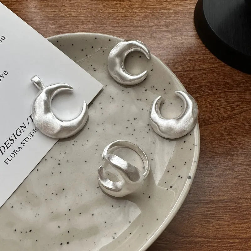  S925 Sterling Silver Water Drop Design Open Couple Rings Chunky Teardrop Adjustable Rings for Women Men Jewelry Accessories Gif