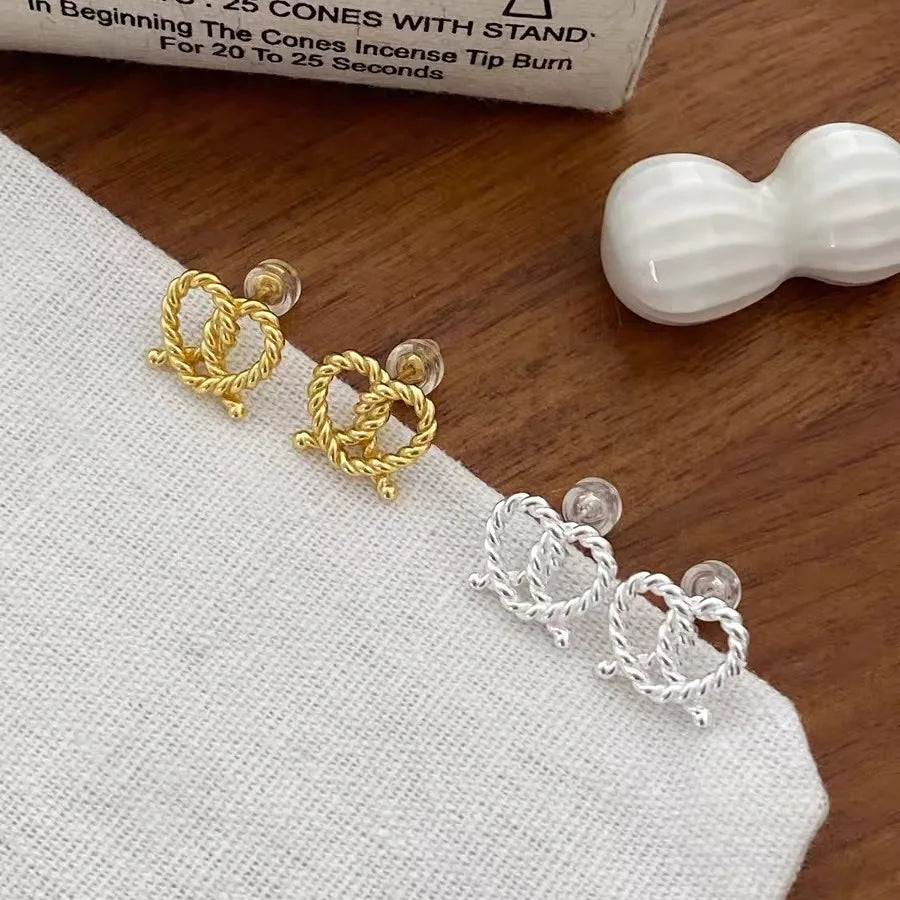100% 925 Sterling Silver Sweet Cute Twist Bow Stud Earrings for Women Fashion Simple Charm Party Statement