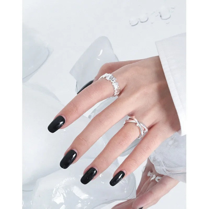Versatile irregular texture S925 sterling silver open-end ring