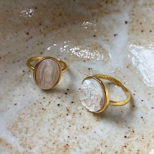 925 Sterling Silver Natural Shell Maria Rings Original Oval Creative Cute Designers Rings for Women Festival Jewelry