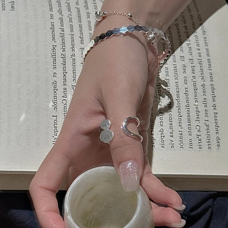  S925 Sterling Silver Vintage brushed simple ring, Korean style double-layer fashionable ring wholesale