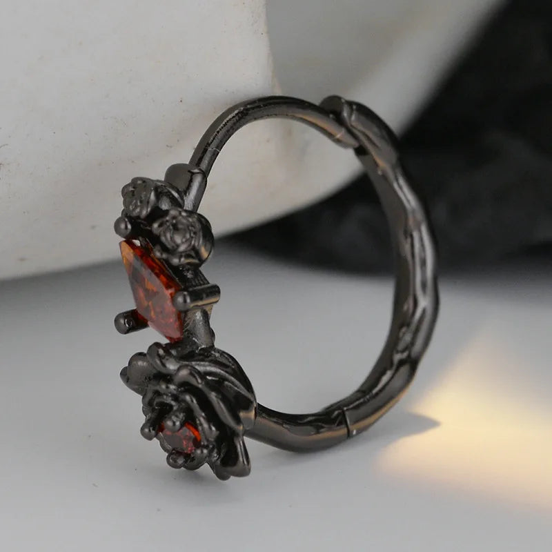 1 PCS 100% 925 Sterling Silver Black Rose Earrings for Women Small all-matched Fashionable CZ crystal stud Earrings ear cuff