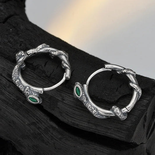 1 pcs S925 Sterling Silver  Small Snake Ear Buckle Female Sweet Cool Vintage Serpentine Hoop Earrings