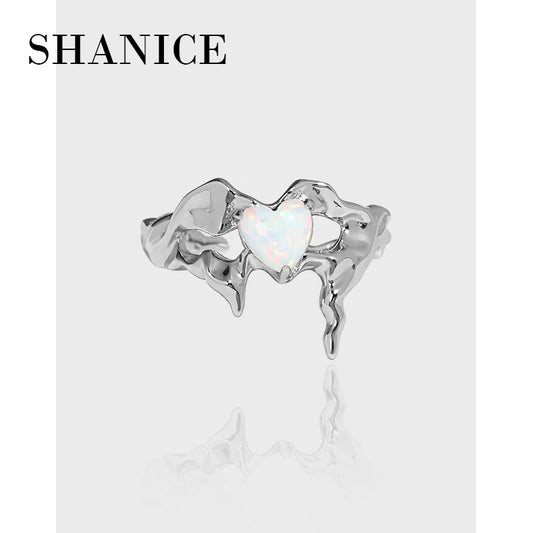 SHANICE Trendy S925 Sterling Silver Open Ring  Opal Stone Ring Engagement Ring Luxury Crystal Oval Wedding Rings For Women