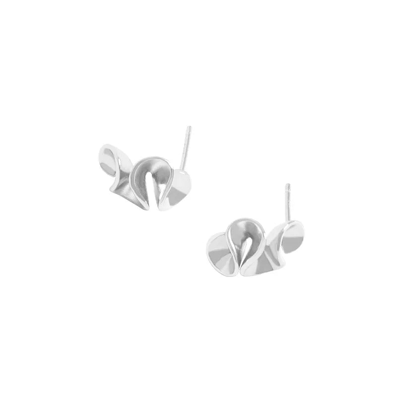 100% 925 Sterling Silver Minimalist design with geometric ruffle hem skirt stud earrings