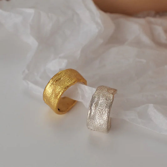 1PC Minimalist Uneven S925 Sterling Silver Ear Clip Texture INS Wide Ear Cuff No Pierced Silver 925 Ear Bone Jewelry  Extra 1% O