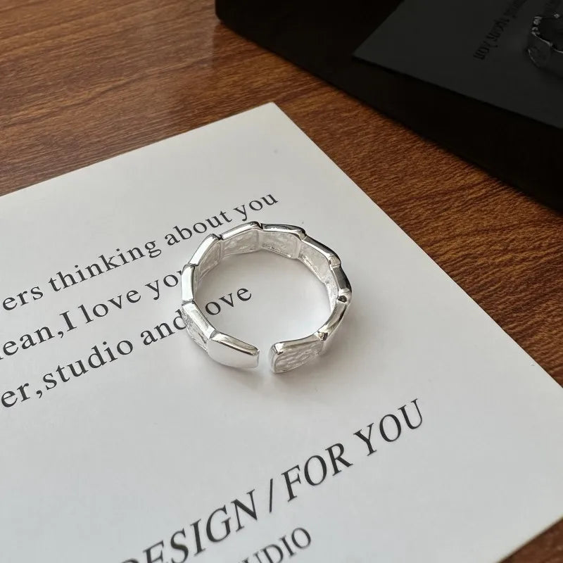  S925 Sterling Silver Design Texture Scale Ring Korean Fashion Texture Simple Ring Wholesale
