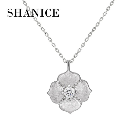SHANICE S925 sterling silver  Leaf Flower Necklace Clover Jewelry Women Party Wedding Exquisite Accessories