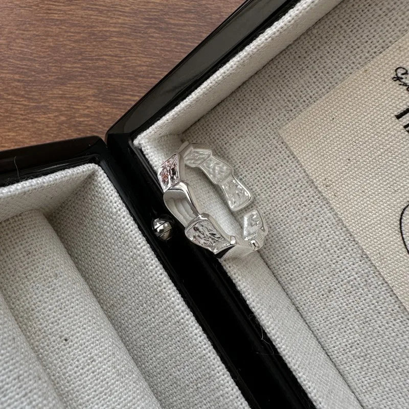  S925 Sterling Silver Design Texture Scale Ring Korean Fashion Texture Simple Ring Wholesale