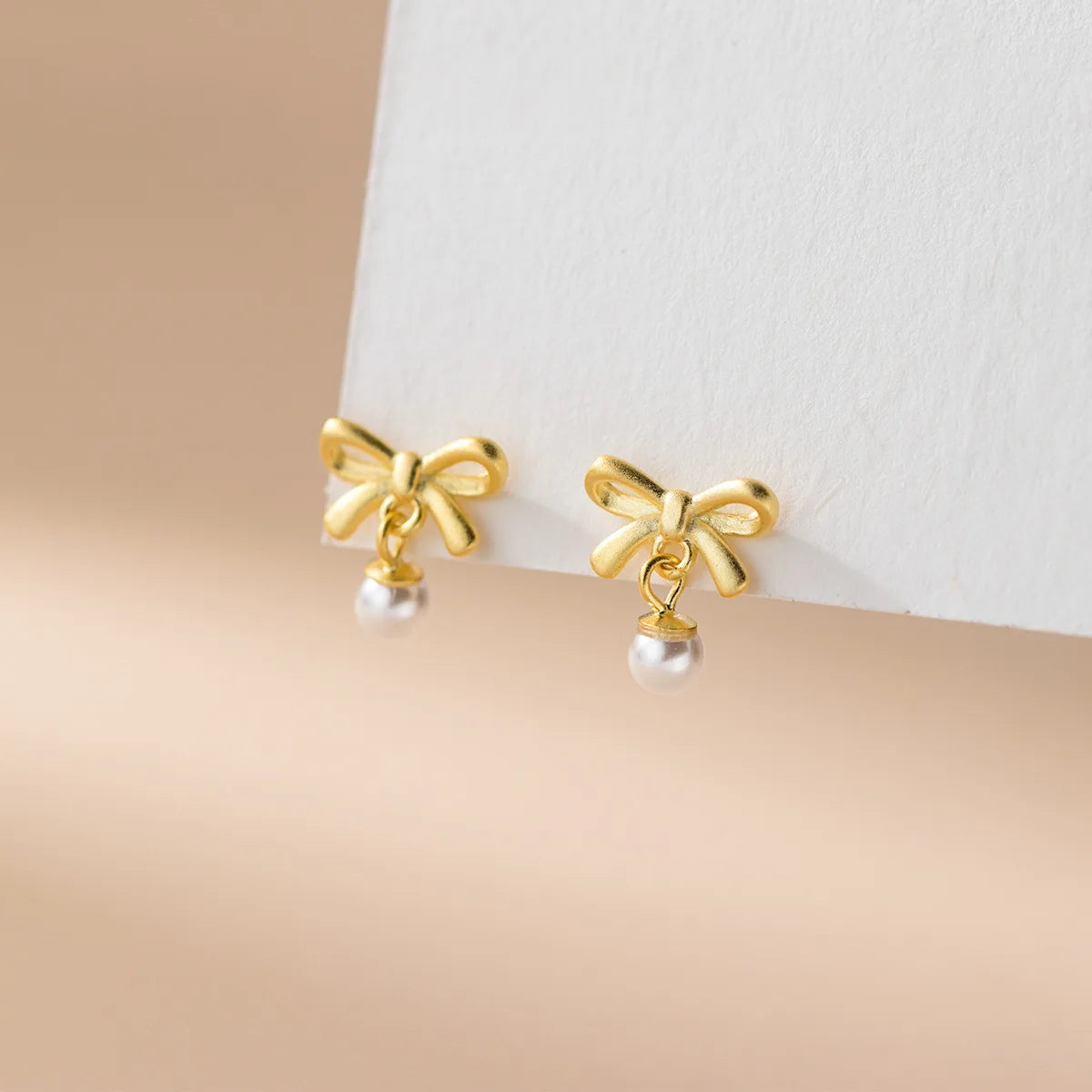 100% 925 Sterling Silver Pearl Earrings for Women Bow Earrings Women Ribbon Stud Earrings Jewelry Gift