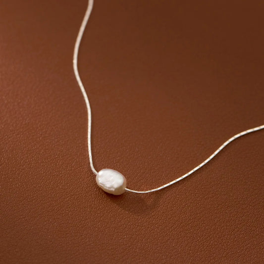 Woman Pearl Necklace For Women On Neck Silver 925 Chain Necklaces Female Pearl Pendant Girls Fashion Jewelry Elegant