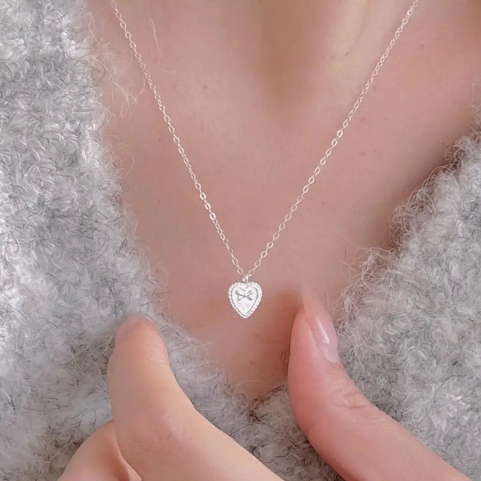 100% 925 Sterling Silver Heart Pendant Love You More Choker Necklace Jewelry Valentine's Day Gift Necklace For Women